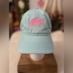 Crater Lake National Park baseball Hat, Teal with pink Bear